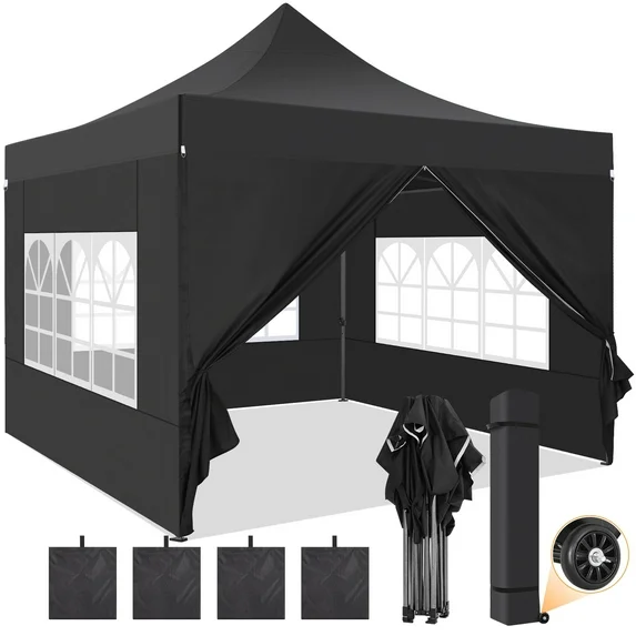 SANOPY 10x15 Heavy Duty Pop up Canopy Tent with 4 sidewalls Commercial Outdoor Canopy Wedding Party Tents for Wedding All Season Wind & Waterproof Gazebo with Carry Bag,(Frame Thickened)
