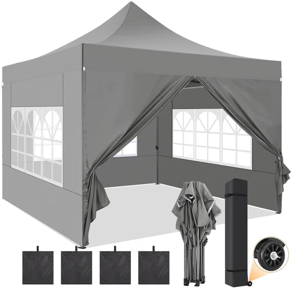 SANOPY 10x15 Heavy Duty Pop up Canopy Tent with 4 sidewalls Commercial Outdoor Canopy Wedding Party Tents for Wedding All Season Wind & Waterproof Gazebo with Carry Bag,(Frame Thickened)