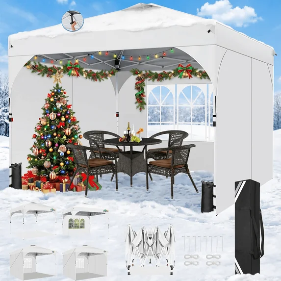 SANOPY 10'x10' Canopy Tent for Party Tent with One Push Central Button&Air Vent Instant Pop Up Canopy Tent with Sidewalls&Sandbags Ez Up Pop up Party Canopy Tent with Carry Bag, Black