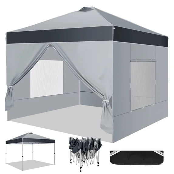 SANOPY 10' x 10' Pop Up Canopy Tent, 1-Push Center Lock, Air Vent, 6 Removable Sidewalls, Easy Up Instant Shelter for Outdoor Events, Parties, Weddings