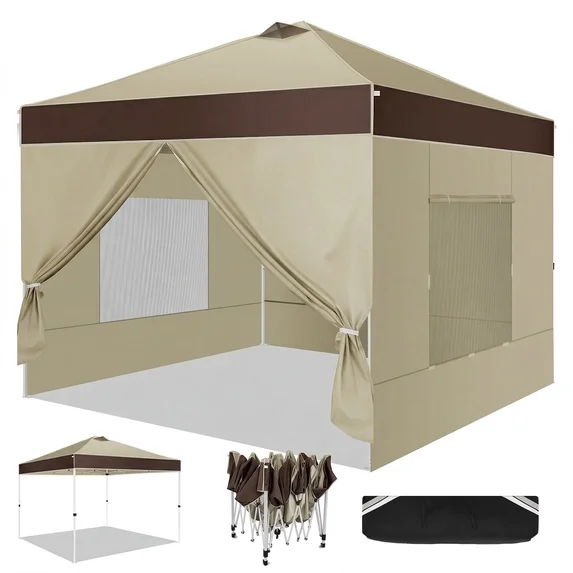 SANOPY 10' x 10' Pop Up Canopy Tent, 1-Push Center Lock, Air Vent, 6 Removable Sidewalls, Easy Up Instant Shelter for Outdoor Events, Parties, Weddings