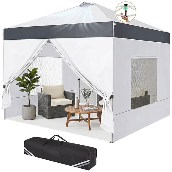 SANOPY 10' x 10' Pop Up Canopy Tent, 1-Push Center Lock, Air Vent, 6 Removable Sidewalls, Easy Up Instant Shelter for Outdoor Events, Parties, Weddings