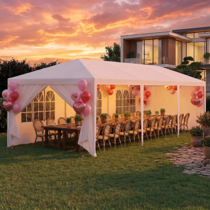 Hoteel Party Tent 10x30 Canopy Tents for Parties with 4 Removable Sidewalls, Patio Camping Gazebo, Portable Tent for Parties, Weddings, BBQ, Waterproof, White