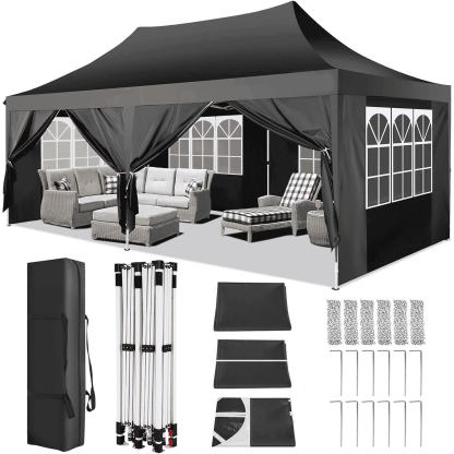 Hoteel Party Tent 10x30 Canopy Tents for Parties with 4 Removable Sidewalls, Patio Camping Gazebo, Portable Tent for Parties, Weddings, BBQ, Waterproof, White