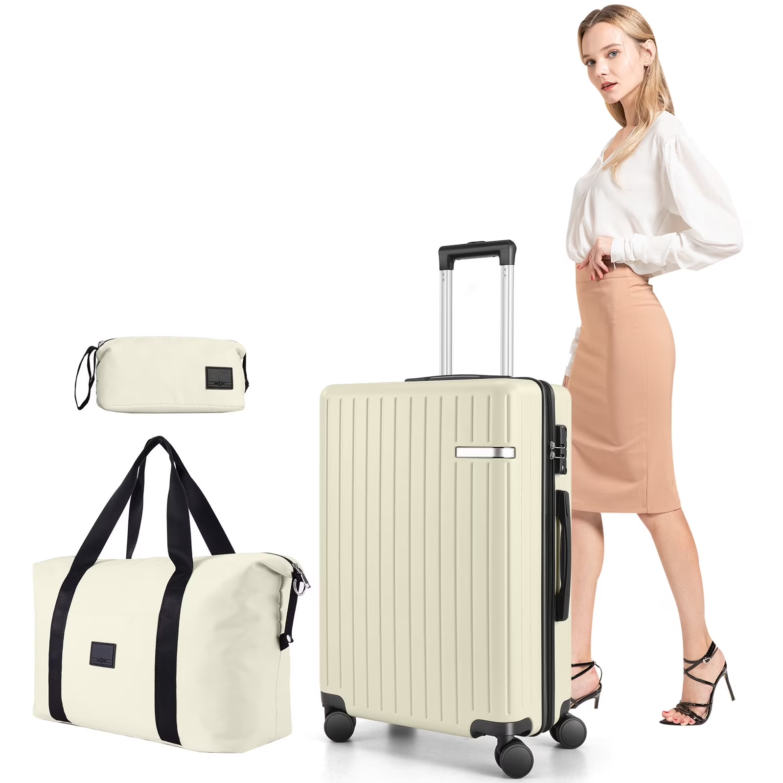 OTEEL 20in Luggage Sets 3 Piece, PC Hardshell Suitcase with Spinner Wheels TSA Lock, Lightweight Travel Carry on Luggages with Luggage Bag&Toiletry Bag for Women and Men