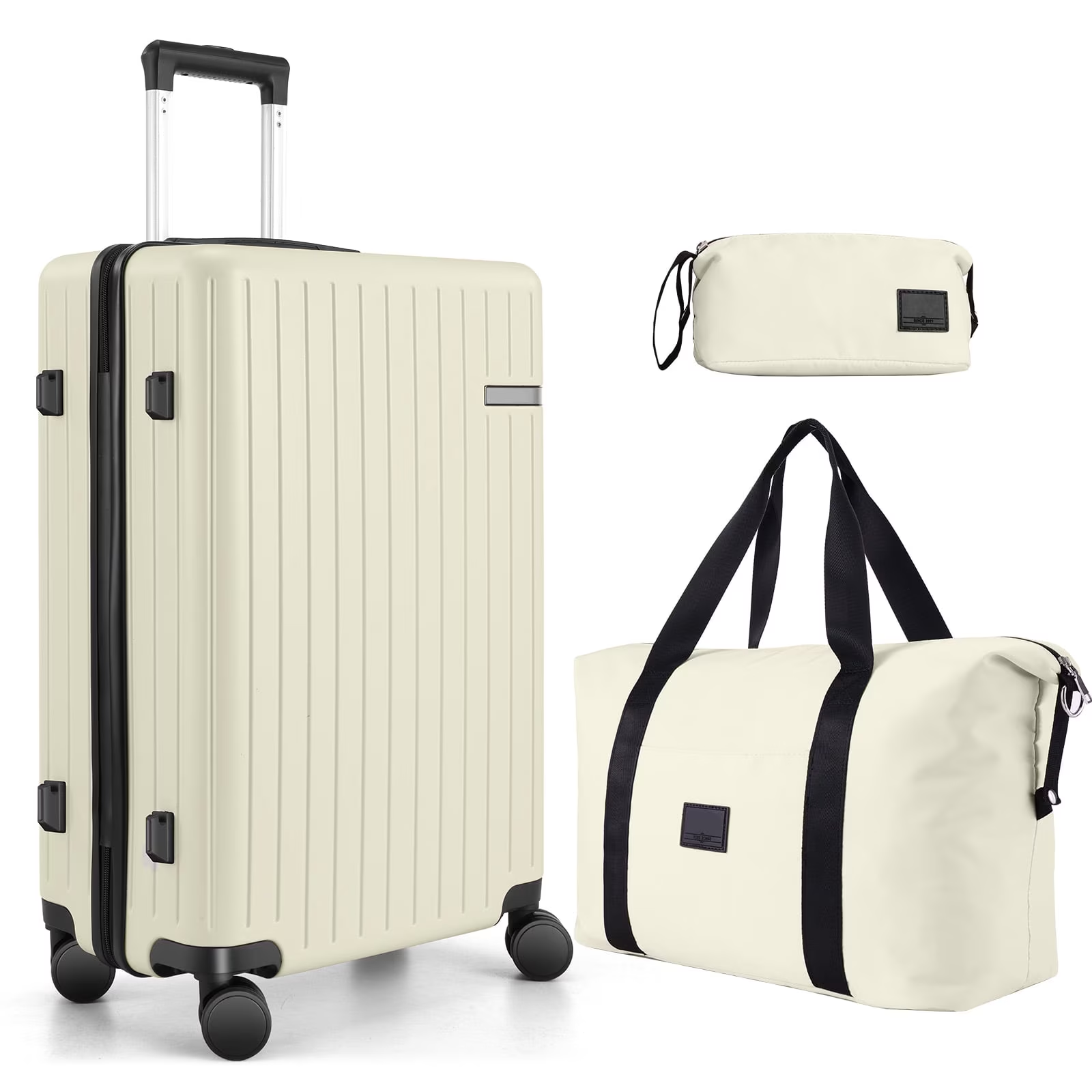 HOTEEL 3 Piece Carry on Luggage Set 20in Suitcase with Spinner Wheels TSA Lock, PC ABS Hardside Luggage Set with Toiletry Bag & Travel Duffel Bag