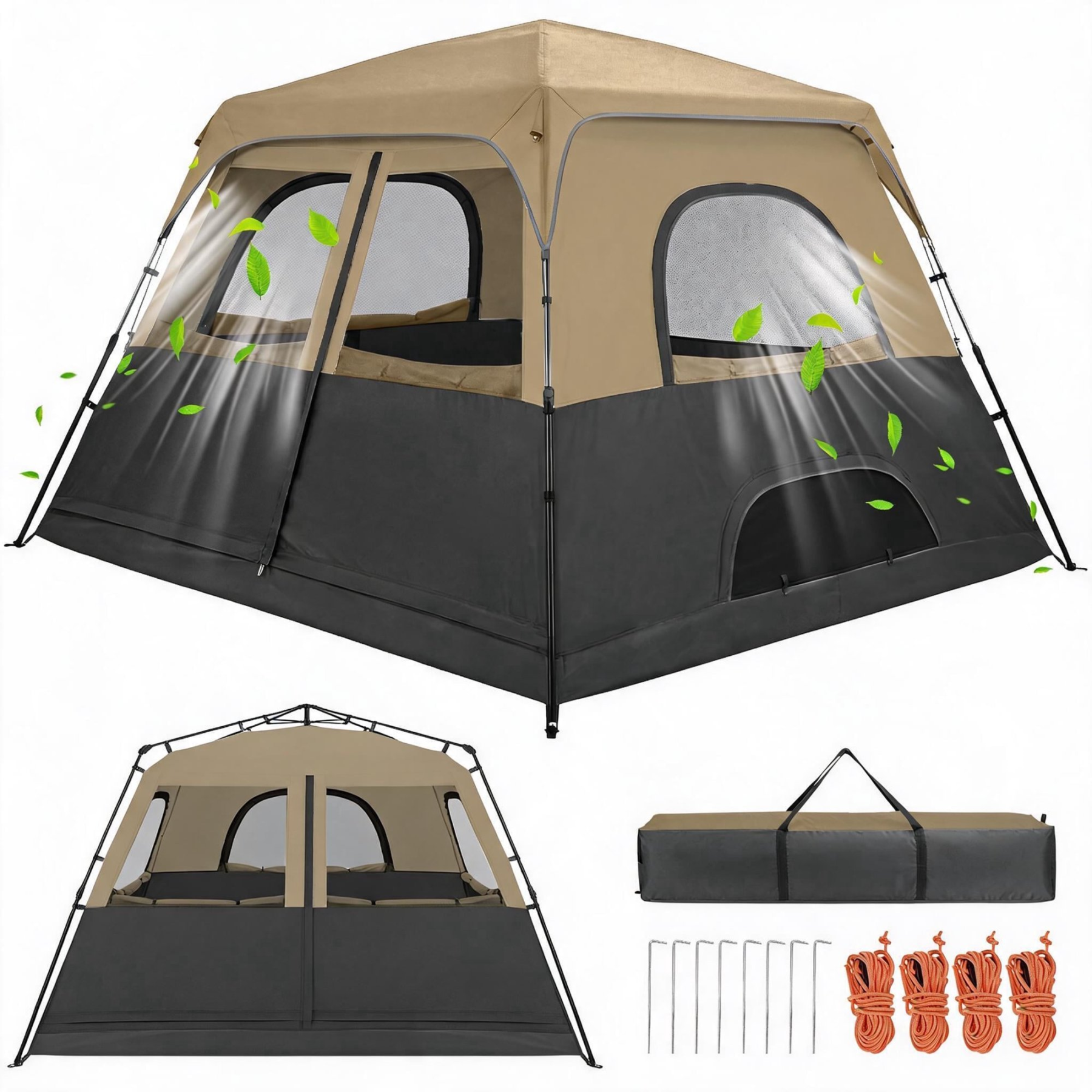 HOTEEL 6-8 Person Camping Tent, Easy Setup Waterproof Windproof Backpacking Tent with Removable Rainfly, Lightweight Portable Outdoor Family Tents for Camping, Travel, Fishing, Hiking