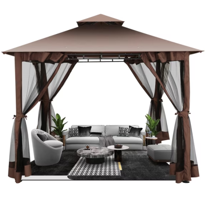 HOTEEL  Gazebos for Patios, Canopy Tent Outdoor Gazebo Backyard Gazebo Patio with Mosquito Netting and Double Roof for Party, Wedding, BBQ and Event