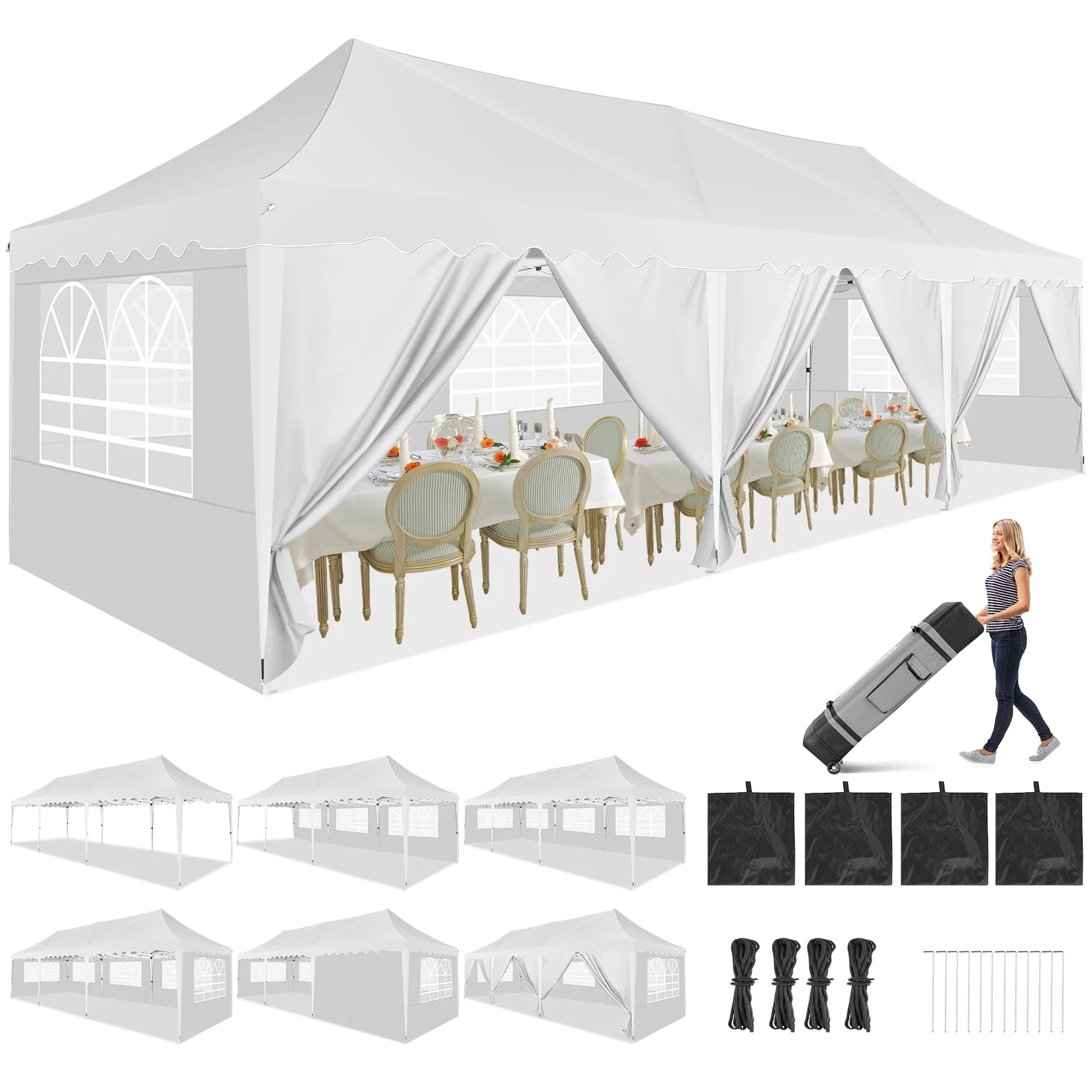 HOTEEL Canopy 10'x20' Pop Up Canopy Tent Heavy Duty Waterproof Adjustable Commercial Instant Canopy Outdoor Party Canopy Parties,Wedding,Outside Patio,Event,Portable Car Canopy