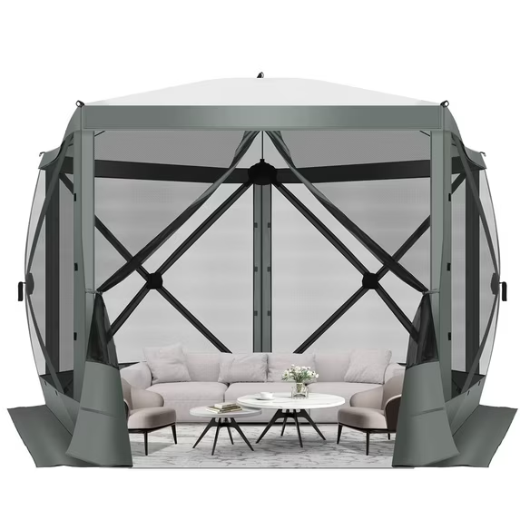 HOTEEL 10x10 ft Pop Up Gazebo Screen House Tent for Camping with Mosquito Netting, Waterproof, UV Resistant, Portable Carry Bag, for Outdoor Camping, Lawn and Backyard