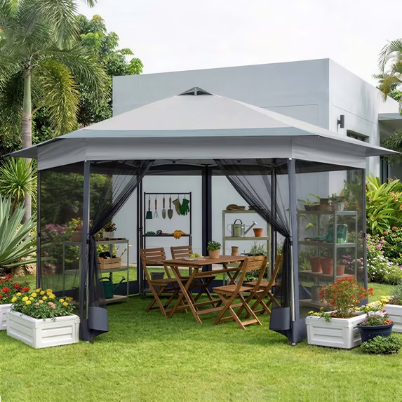 HOTEEL Pop Up Gazebo Screen House Tent for Camping with Mosquito Netting, Waterproof, UV Resistant, Portable Carry Bag, for Outdoor Camping, Lawn and Backyard
