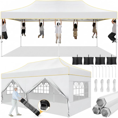 HOTEEL 10x20 Heavy Duty Canopy Tent with 6 Removable Sidewalls,Pop up Outdoor Commercial Party Wedding Tent with Roller Bag,Waterproof & UV 50+