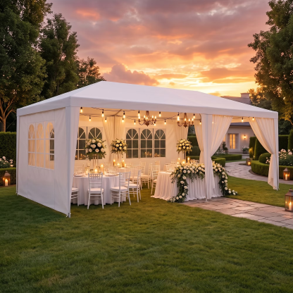 Hoteel 10x30 Party Tent Canopy Gazebo,Outdoor Canopy Tent with 8 Removable Sidewalls,Easy up Sun Shade UV Blocking Waterproof Outdoor Tent for Backyard,Parties,Wedding,Birthday,BBQ, White
