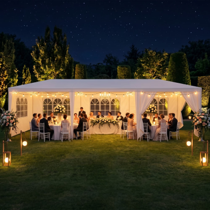 Hoteel 10x30 Party Tent Canopy Gazebo,Outdoor Canopy Tent with 8 Removable Sidewalls,Easy up Sun Shade UV Blocking Waterproof Outdoor Tent for Backyard,Parties,Wedding,Birthday,BBQ, White