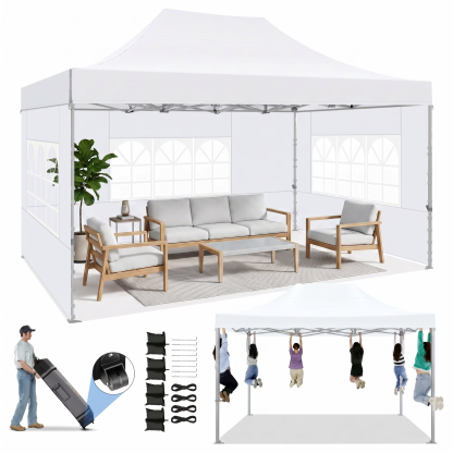 HOTEEL 10x10 Pop up Canopy Tent,Outdoor Tent with Mesh Window,Instant Tents for Party,Camping,Commercial,Waterproof Gazebo with 4 Removable Sidewalls
