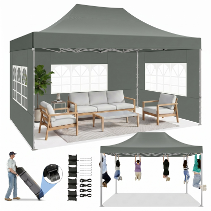 HOTEEL 10x10 Pop up Canopy Tent,Outdoor Tent with Mesh Window,Instant Tents for Party,Camping,Commercial,Waterproof Gazebo with 4 Removable Sidewalls