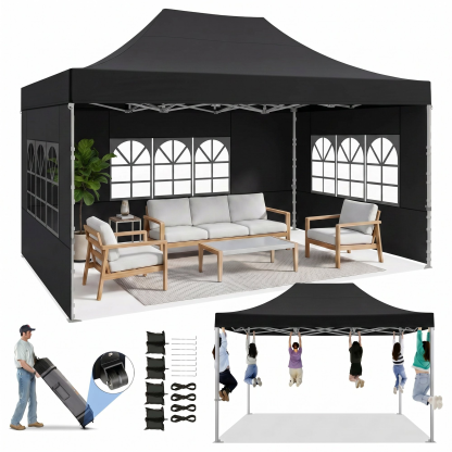 HOTEEL 10x10 Pop up Canopy Tent,Outdoor Tent with Mesh Window,Instant Tents for Party,Camping,Commercial,Waterproof Gazebo with 4 Removable Sidewalls