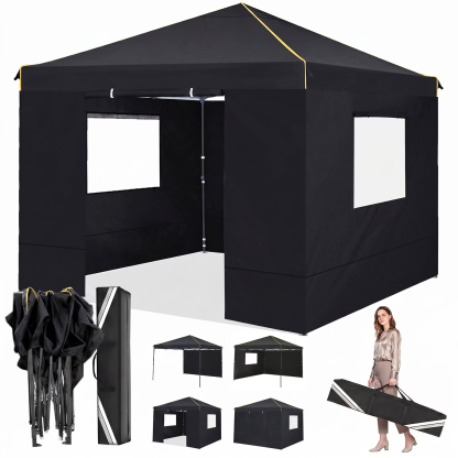 HOTEEL 10x10 Pop up Canopy with Sidewalls,Waterproof Tent for Parties Wedding Event,Instant Outdoor Gazebos with Carry Bag,Stakes,Ropes & Sandbags