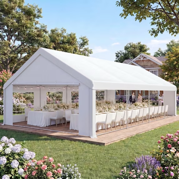 HOTEEL Heavy Duty Canopy Tent, Easy Up Commercial Outdoor Canopy Wedding Party Tent, Waterproof Outdoor Canopy Tents for Large Events, Wedding, Parties, White
