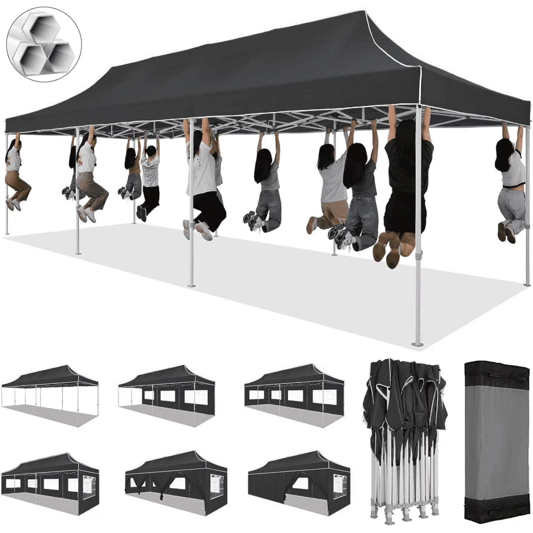 Hoteel 10x15 Heavy Duty Canopy Tent with 4 Sidewalls,Pop up Canopy for Parties Wedding,Commercial Easy up Gazebo with Roller Bag,UV 50+