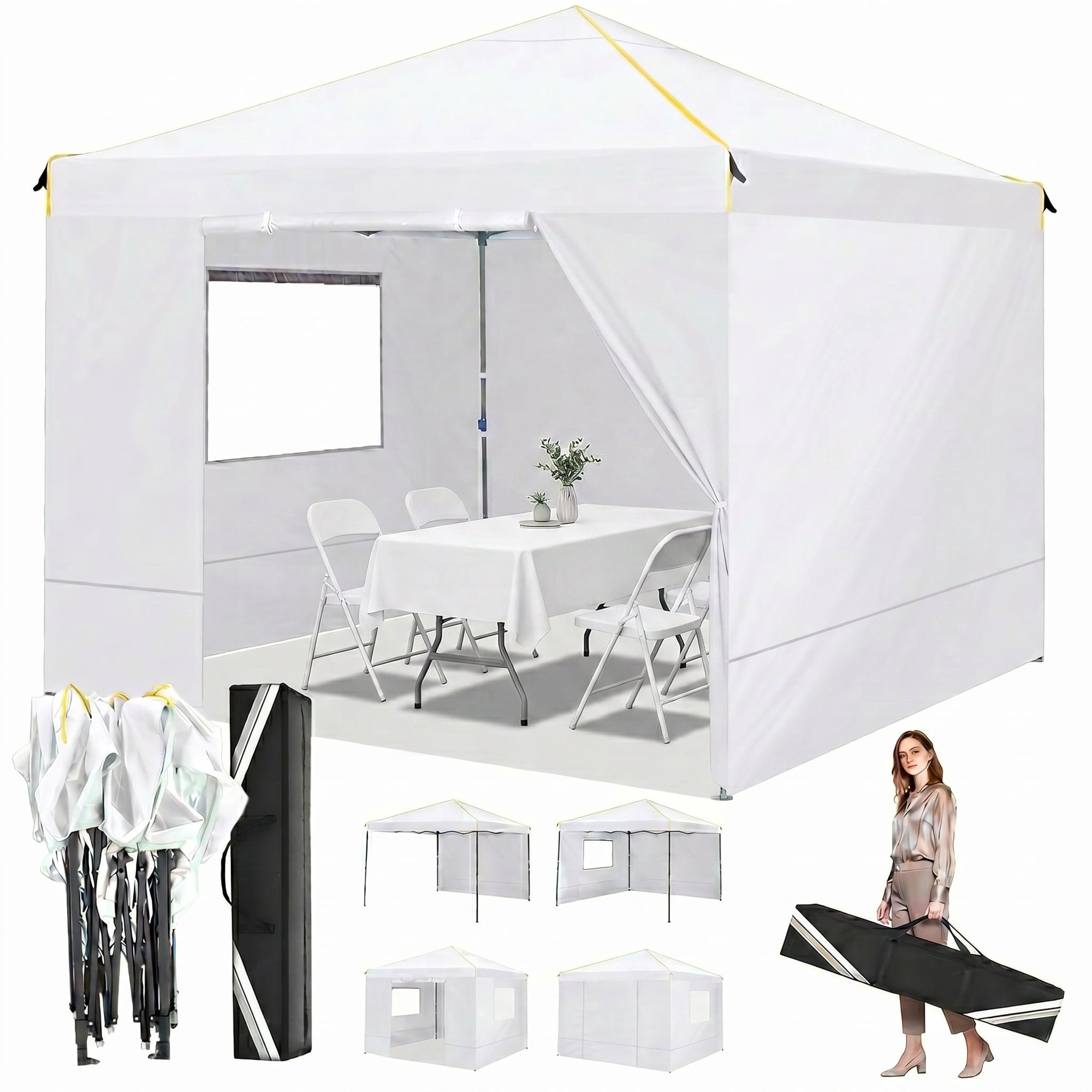 HOTEEL 10x10 Canopy Tent with 4 Netting Sidewalls,Pop up Gazebo Tents,Outdoor Party Tents with Carry Bag