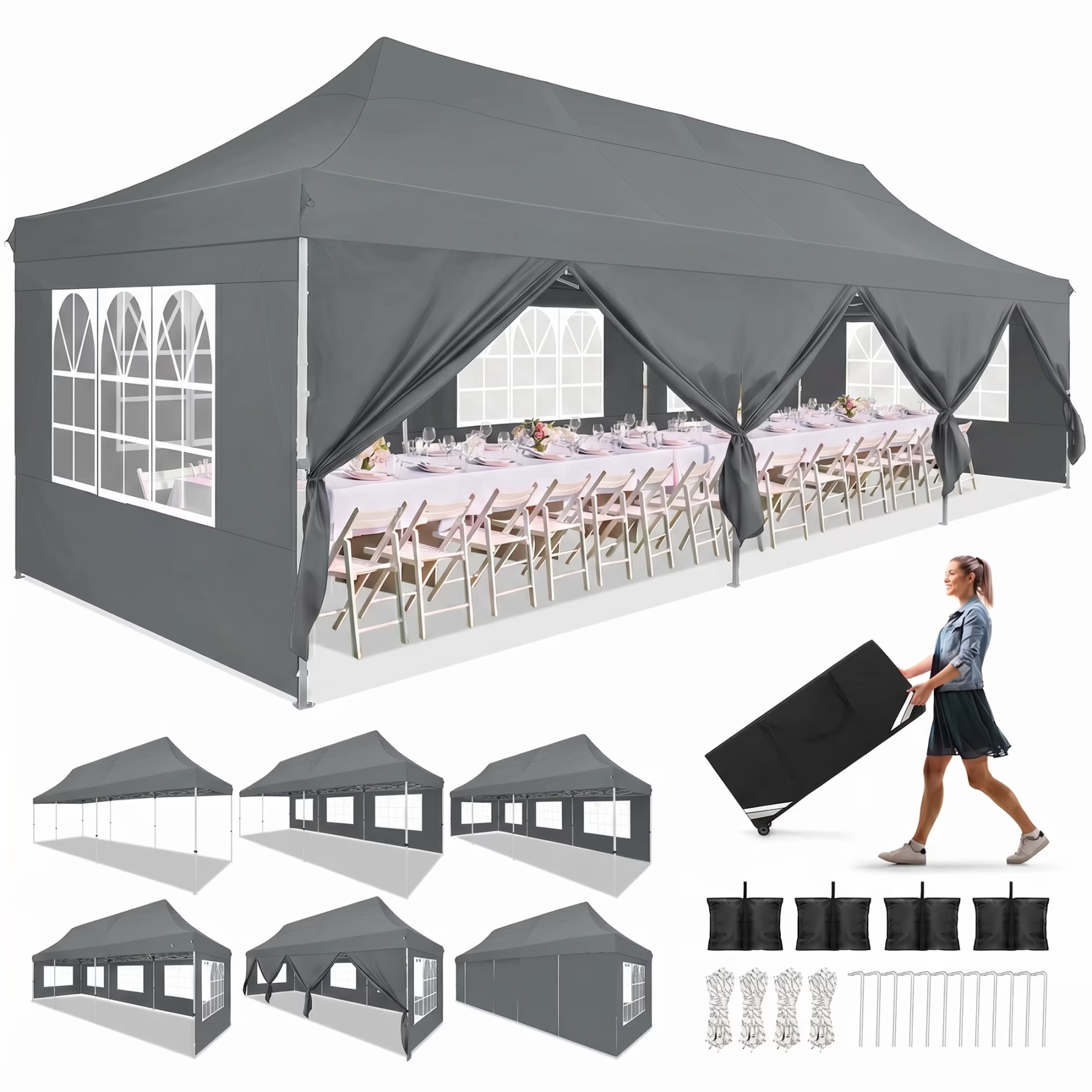 HOTEEL Canopy 10'x20' Pop Up Canopy Tent Heavy Duty Waterproof Adjustable Commercial Instant Canopy Outdoor Party Canopy Parties,Wedding,Outside Patio,Event,Portable Car Canopy