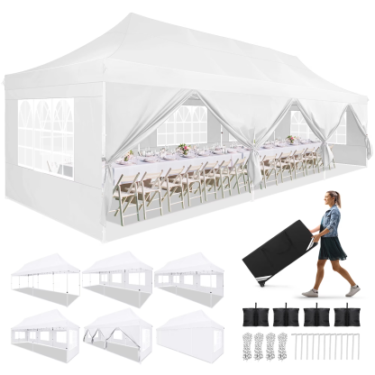HOTEEL Canopy 10'x20' Pop Up Canopy Tent Heavy Duty Waterproof Adjustable Commercial Instant Canopy Outdoor Party Canopy Parties,Wedding,Outside Patio,Event,Portable Car Canopy