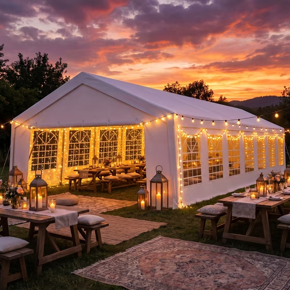 HOTEEL Heavy Duty Canopy Tent, Easy Up Commercial Outdoor Canopy Wedding Party Tent, Waterproof Outdoor Canopy Tents for Large Events, Wedding, Parties, White