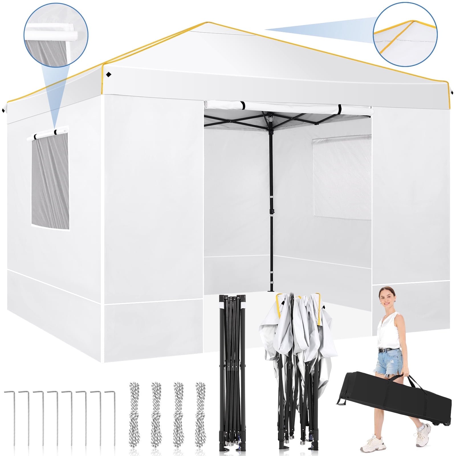 HOTEEL Pop up Canopy Tent 10x10 Instant Canopy with 4 Sidewalls & Carry Bag,Portable Tent for Parties Beach Camping Party Event Shelter Sun Shade