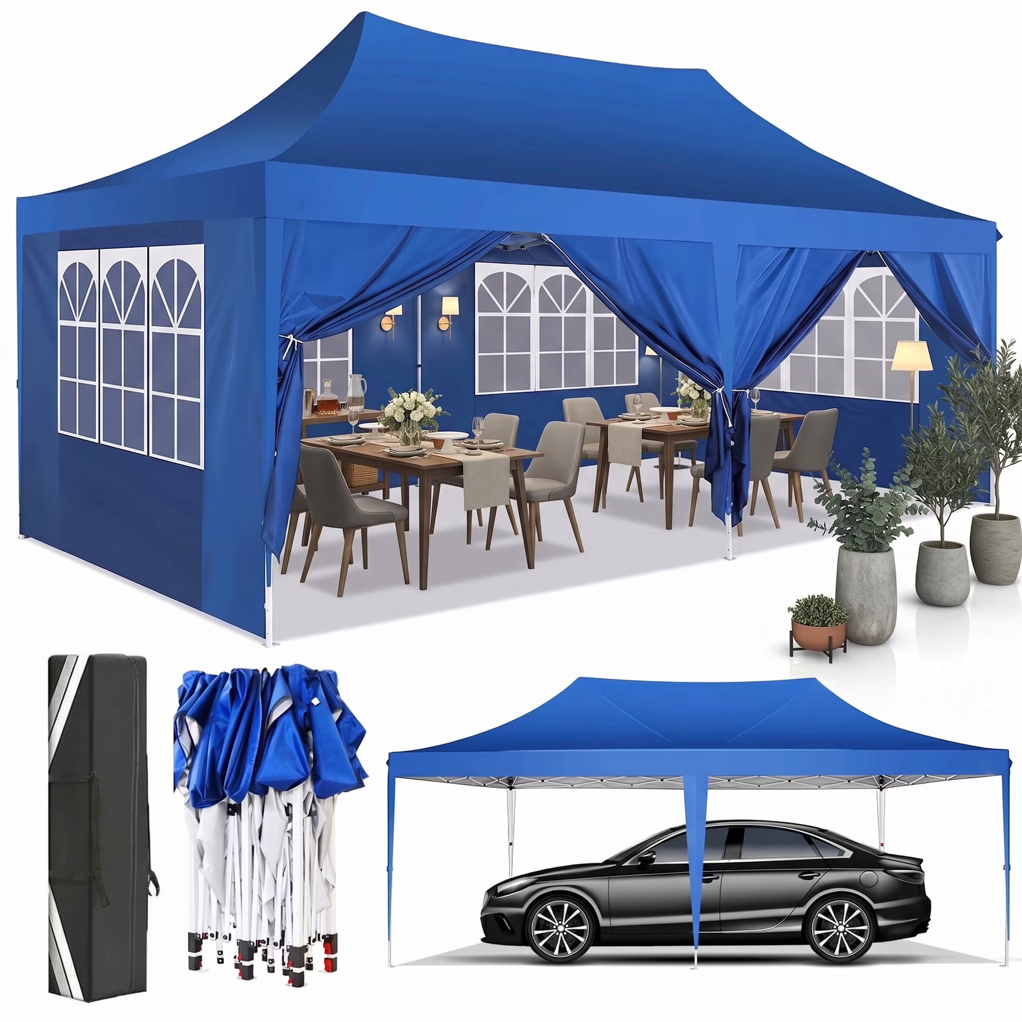 HOTEEL 10x20 Pop up Canopy Tents for Parties, Waterproof Canopy Tent with Sidewalls, Outdoor Gazebo Canopy with Carry Bag, Tent for Backyard, Wedding, Patio, Event, Commercial