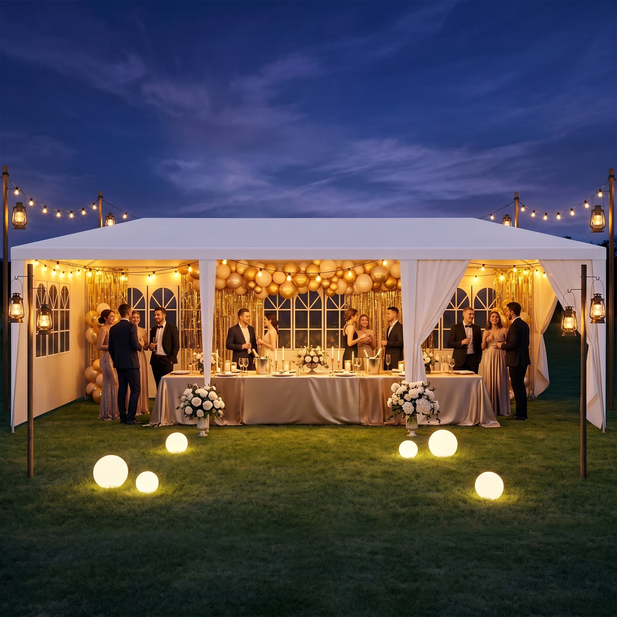 COBIZI 10x30FT Party Tent with 8 Removable Sidewalls, Waterproof Outdoor Canopy for Parties Wedding, Bbq, Patio & Camping, Events