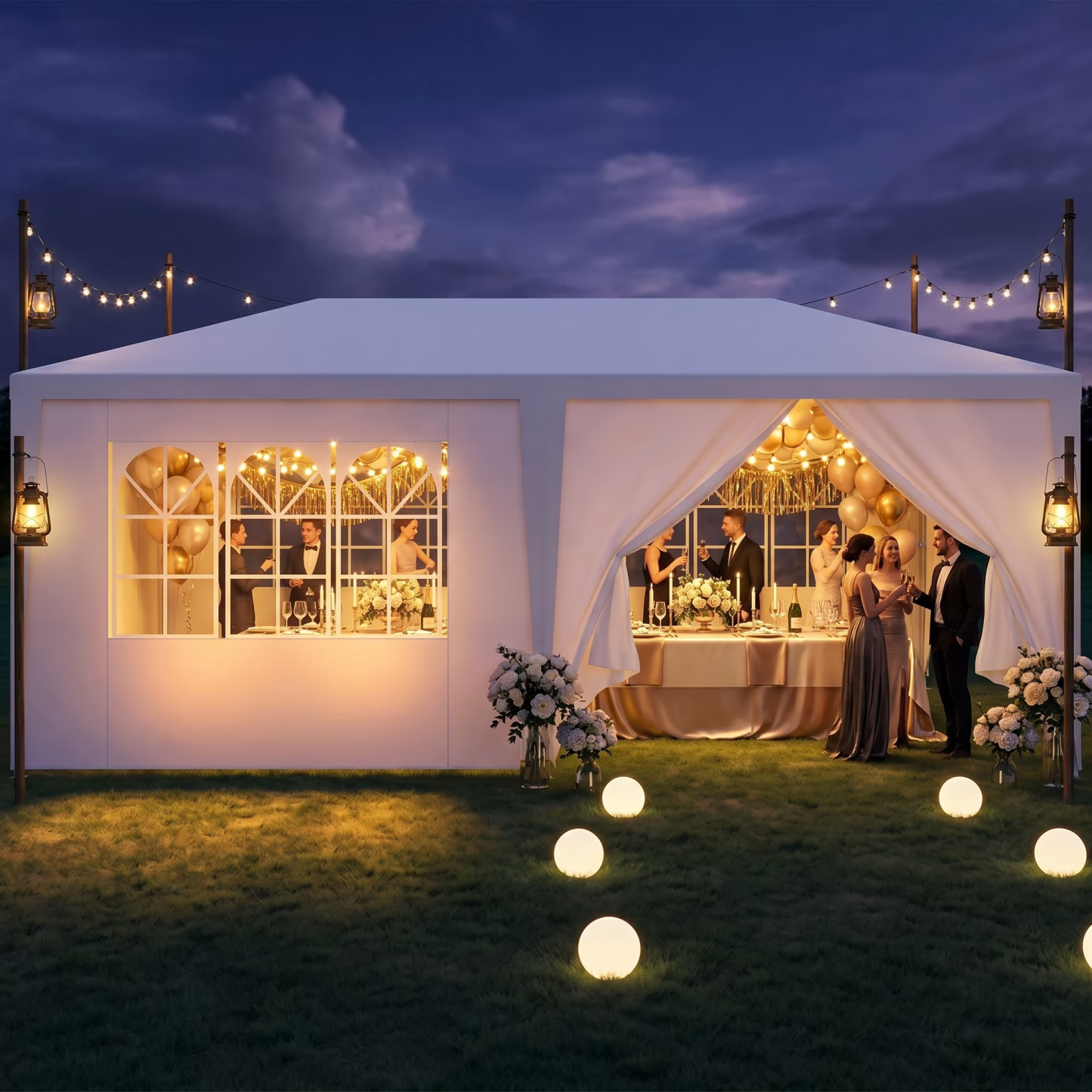 COBIZI 10x30FT Party Tent with 8 Removable Sidewalls, Waterproof Outdoor Canopy for Parties Wedding, Bbq, Patio & Camping, Events
