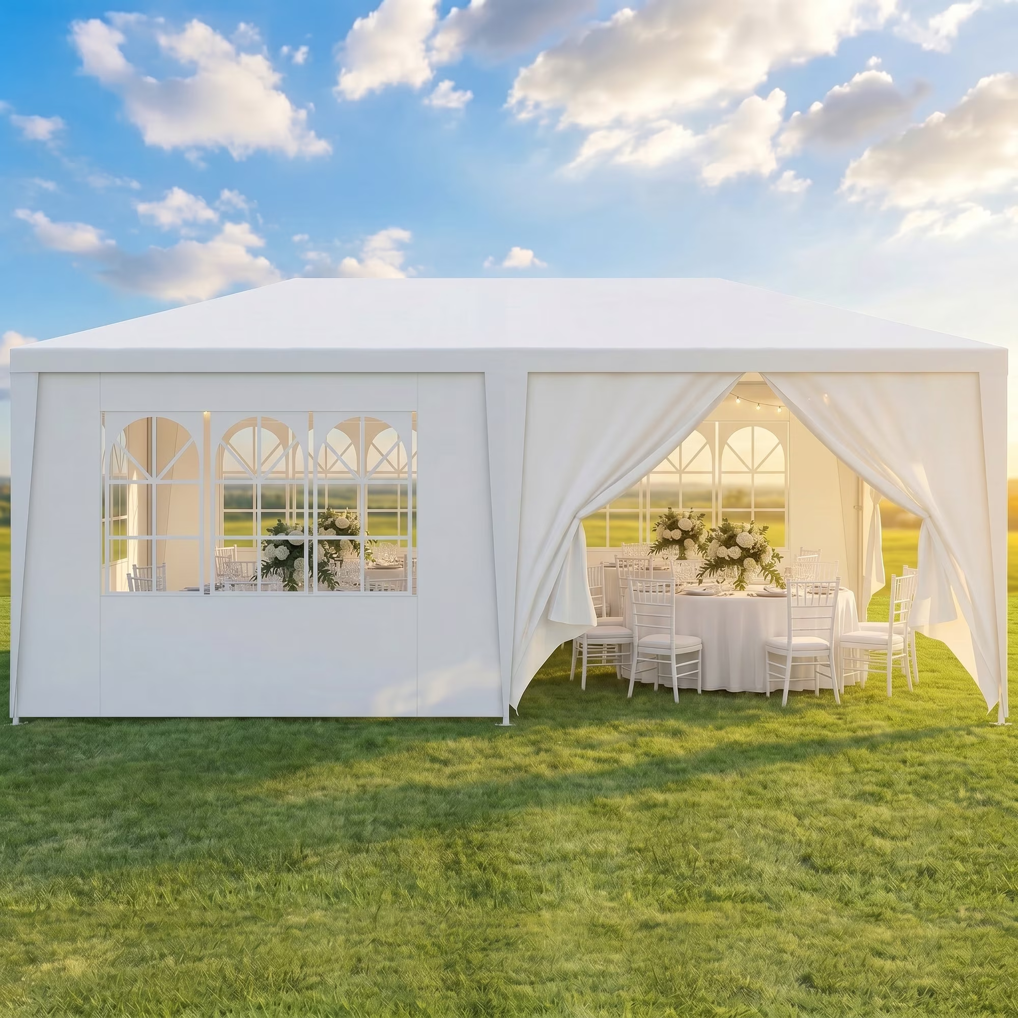 Hoteel 10'x20' Canopy Party Tent with 4 Removable Sidewalls,Outdoor Tent Large Canopy for Weddings,Parties,Patio Camping Gazebo,All Season & Waterproof,White