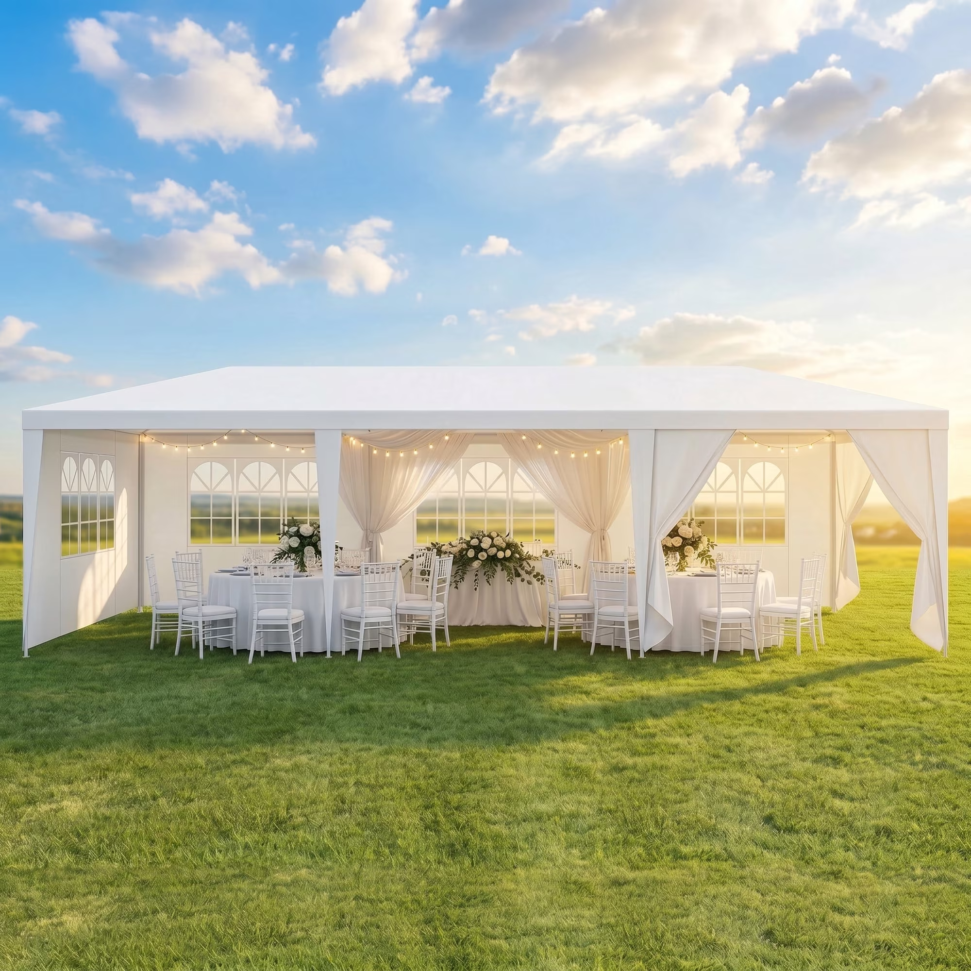 Hoteel 10'x20' Canopy Party Tent with 4 Removable Sidewalls,Outdoor Tent Large Canopy for Weddings,Parties,Patio Camping Gazebo,All Season & Waterproof,White