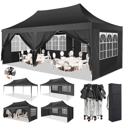 HOTEEL 10x20 Pop Up Canopy Tents with 6 Removeble Sidewalls,Outdoor Gazebo with Carry Bag for Patio,Wedding,Backyard,Camping,Parties,Event