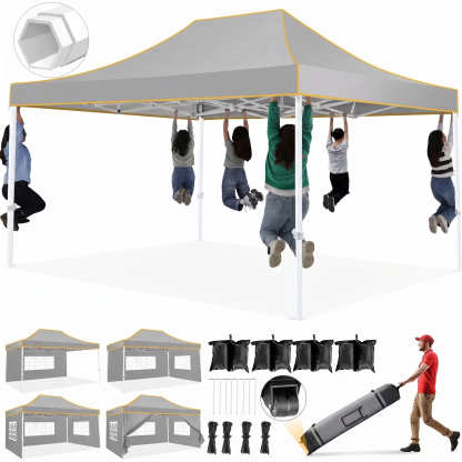 Hoteel 10x15 Heavy Duty Canopy Tent with 4 Sidewalls,Pop up Canopy for Parties Wedding,Commercial Easy up Gazebo with Roller Bag,UV 50+