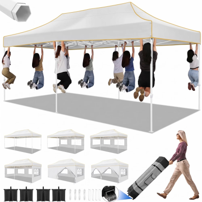 Hoteel 10x15 Heavy Duty Canopy Tent with 4 Sidewalls,Pop up Canopy for Parties Wedding,Commercial Easy up Gazebo with Roller Bag,UV 50+