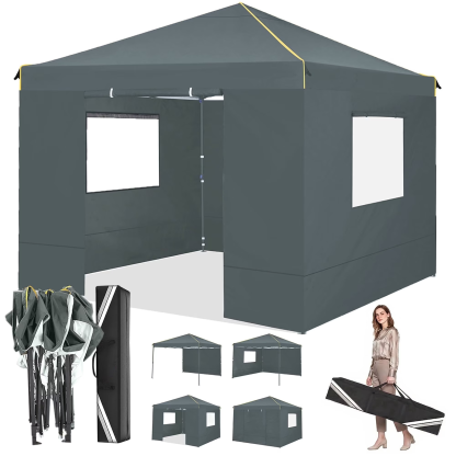 HOTEEL 10x10 Pop up Canopy with 4 Sidewalls,Waterproof Tent for Parties Wedding Event,Instant Outdoor Gazebos with Carry Bag,Stakes,Ropes