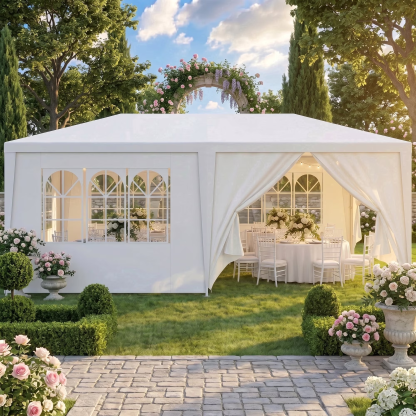 HOTEEL 10x20 Party Tent with 4 Sidewalls, Waterproof Outdoor Shade Canopy Tents for Parties Wedding, Bbq, Patio & Camping, Events, White