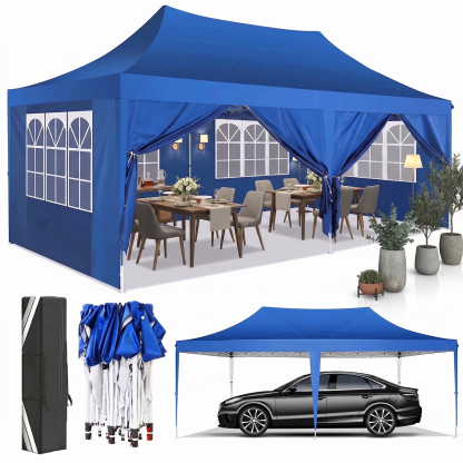 HOTEEL 10x10 Pop up Gazebo with 4 Sidewalls,Waterproof Tent for Parties Wedding Event,Instant Outdoor Gazebos with Carry Bag,Stakes,Ropes & Sandbags