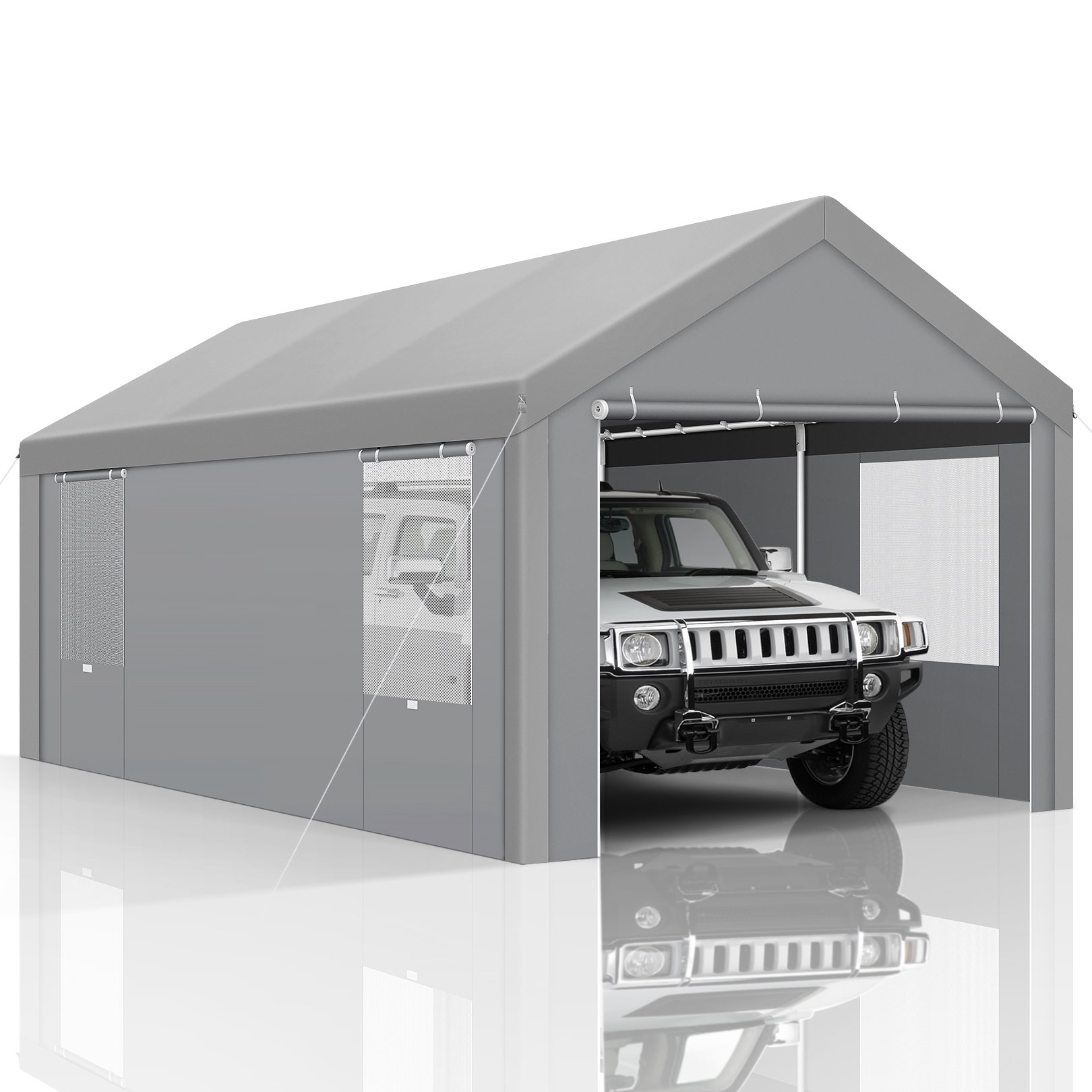 Hoteel Pop-Up Canopy 10x30 Instant Carport Tent with 3 Removable Sidewalls, Heavy-Duty Waterproof 2000mm+&UPF 50+ for Weddings, Parties, Markets with 4 Ropes & 4 Sandbags