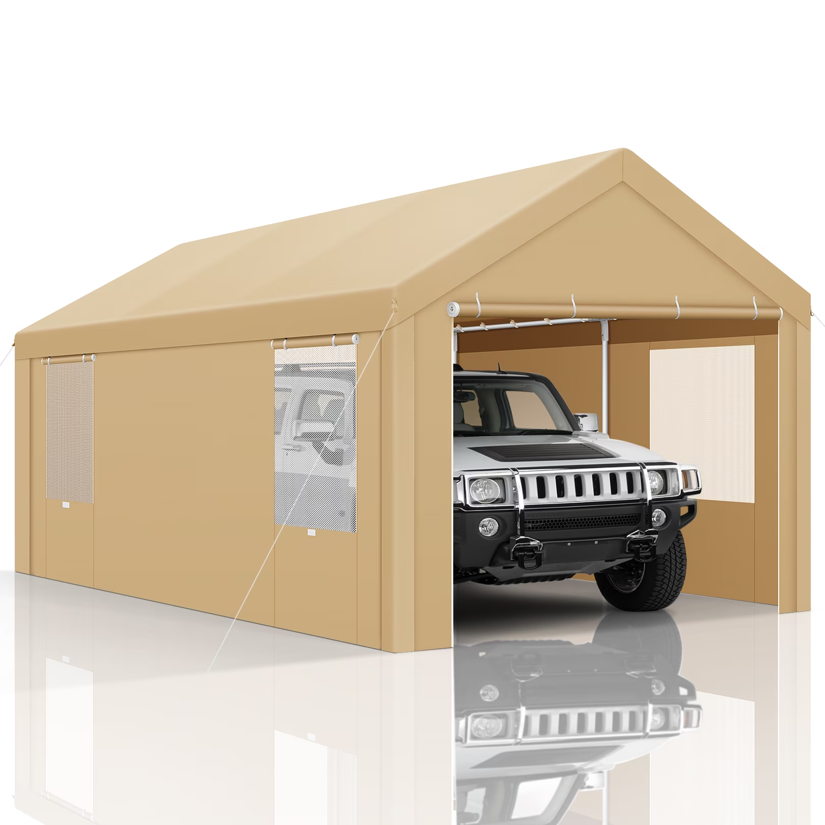 Hoteel Pop-Up Canopy 10x30 Instant Carport Tent with 3 Removable Sidewalls, Heavy-Duty Waterproof 2000mm+&UPF 50+ for Weddings, Parties, Markets with 4 Ropes & 4 Sandbags