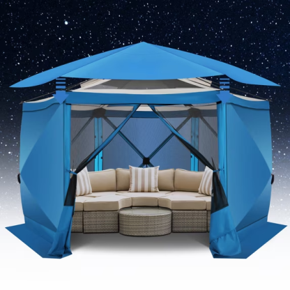 Hoteel Camping Gazebo Screen Tent, Pop-up Canopy Shelter with Mesh Windows, Portable Carry Bag, Stakes, Waterproof, UV 50+, Large Shade Tents for Outdoor Camping, Backyard