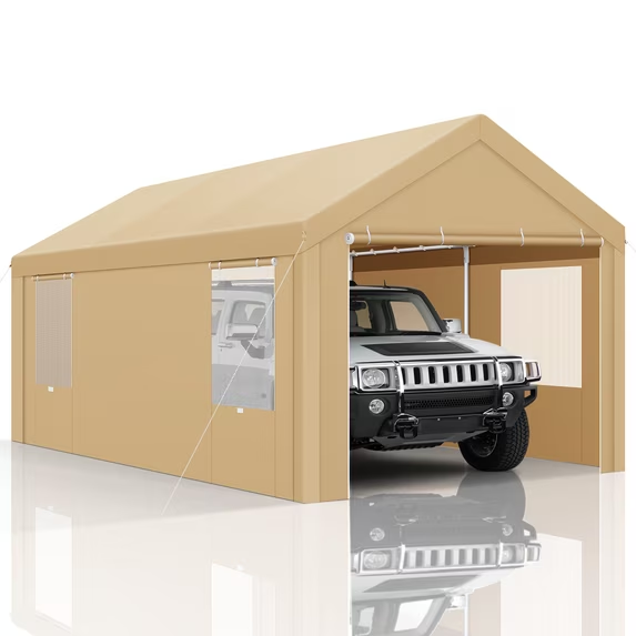 Hoteel Large Heavy Duty Carport with Steel Frame, Portable Garage Carport Wedding Tent Gazebo Big Tents Shelter with Waterproof Top Cover, All-Season Tarp