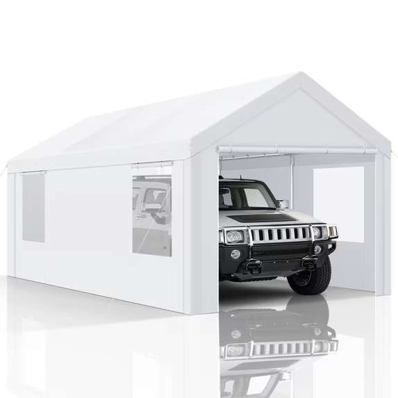 Hoteel Large Heavy Duty Carport with Steel Frame, Portable Garage Carport Wedding Tent Gazebo Big Tents Shelter with Waterproof Top Cover, All-Season Tarp