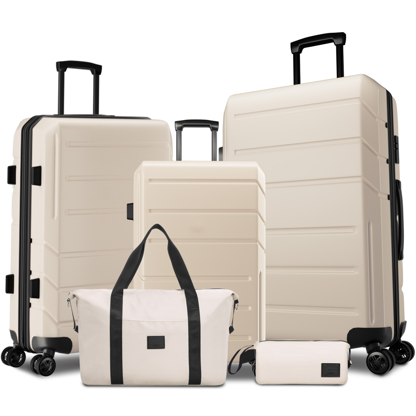 SANOPY 3-Piece Carry On Luggage Set, Hardside Suitcase Set with TSA Lock Spinner Wheels, Black