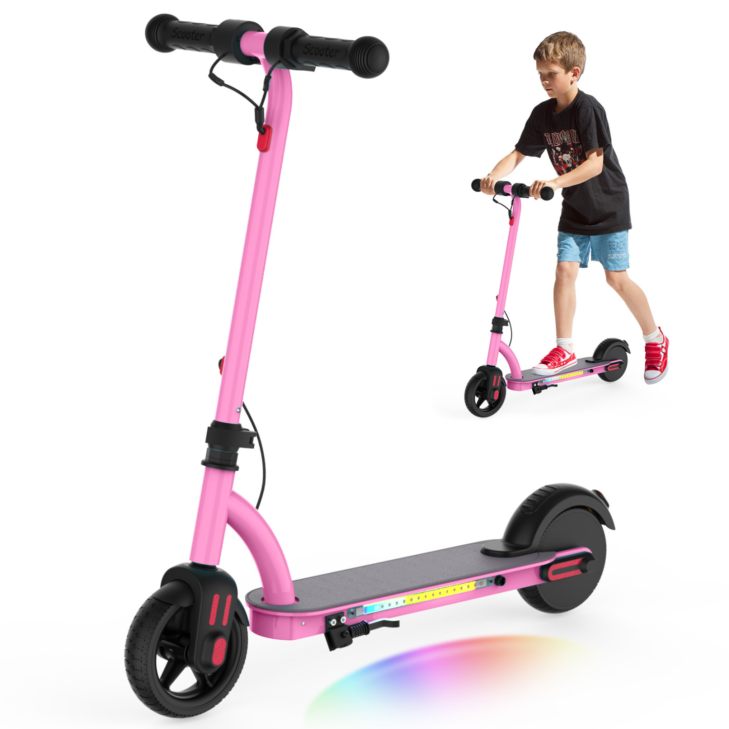 SANOPY 150W Electric Scooter for Kids, 3 Speeds Adjustable, Max Load 132lbs, LED Visible Display for Kids Ages 6-14,Ideal Gifts for Kids