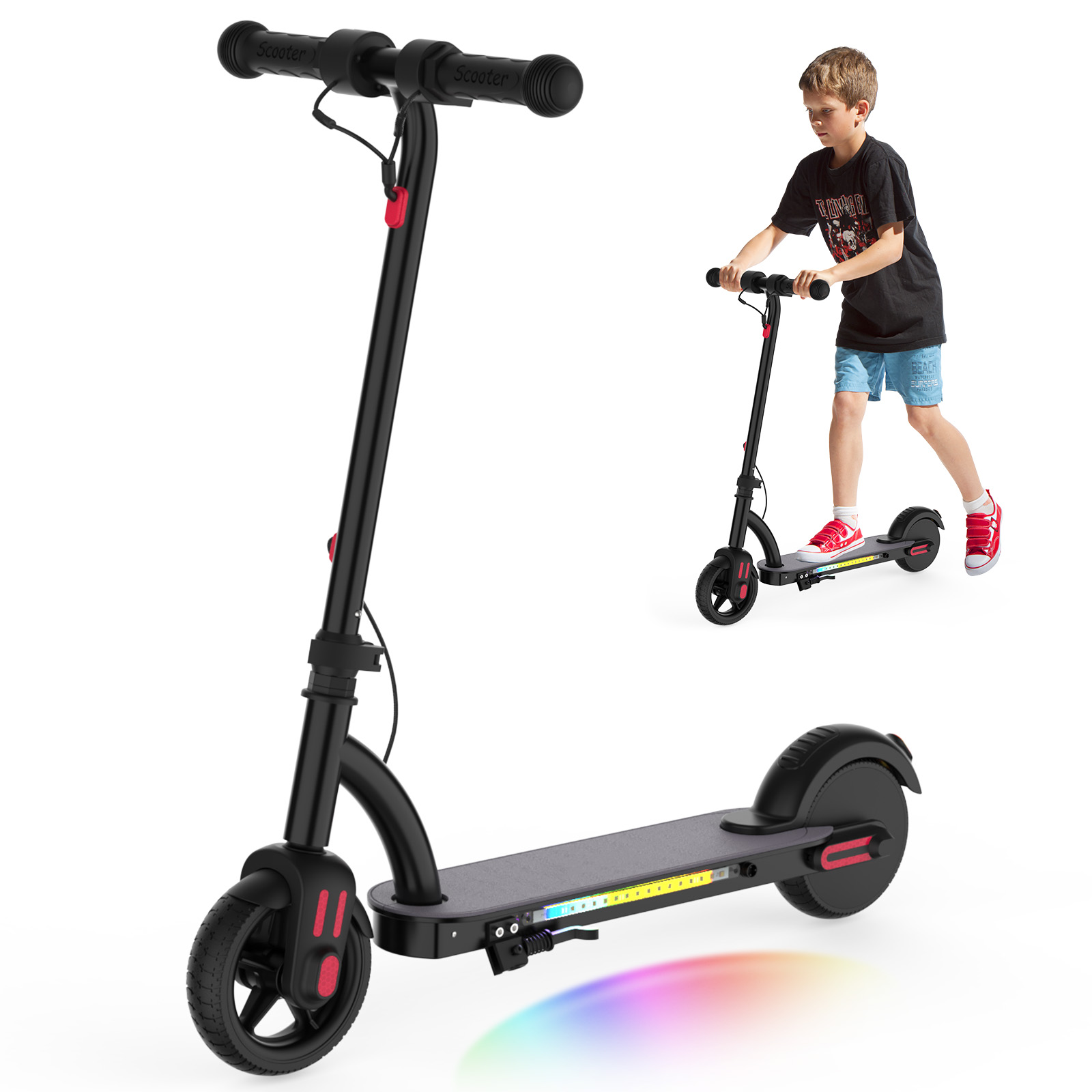 SANOPY 150W Electric Scooter for Kids, 3 Speeds Adjustable, Max Load 132lbs, LED Visible Display for Kids Ages 6-14,Ideal Gifts for Kids