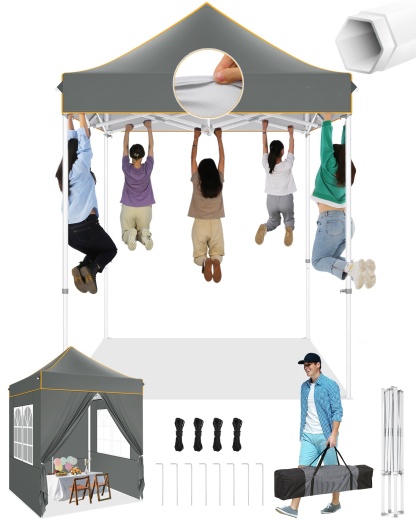 SANOPY 10x10 Heavy Duty Pop Up Canopy Tent with 4 Sidewalls, Commercial Instant Waterproof Canopy Tent, UV 50+ with Silver Coated, Upgraded Thickened Hexagonal Legs, White