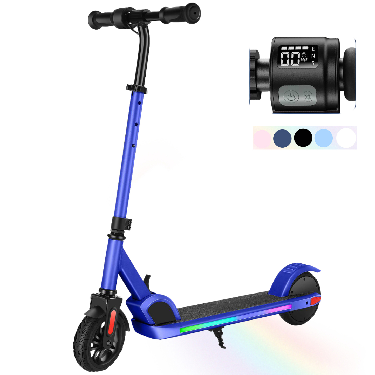 SANOPY Electric Scooter for Kids Ages 6-14 with Dynamic Lights, LED Display, 8 MPH, 80 mins Ride Time, Adjustable Handlebar Height, Lightweight Kids Electric Kick Scooter, Black